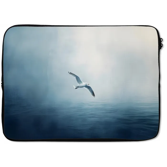 Meeuw - Wit - Zee - Mistig laptophoes neopreen klein -zkaufland3dotto