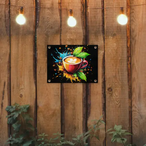 Koffie - Graffiti - Drinken - Abstract tuinposter los doek klein -sfeer1