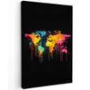Wereldkaart - Verf - Kleurrijk - Graffiti - Wereld Tuinposter op houten frame 2 cm dik klein -3d