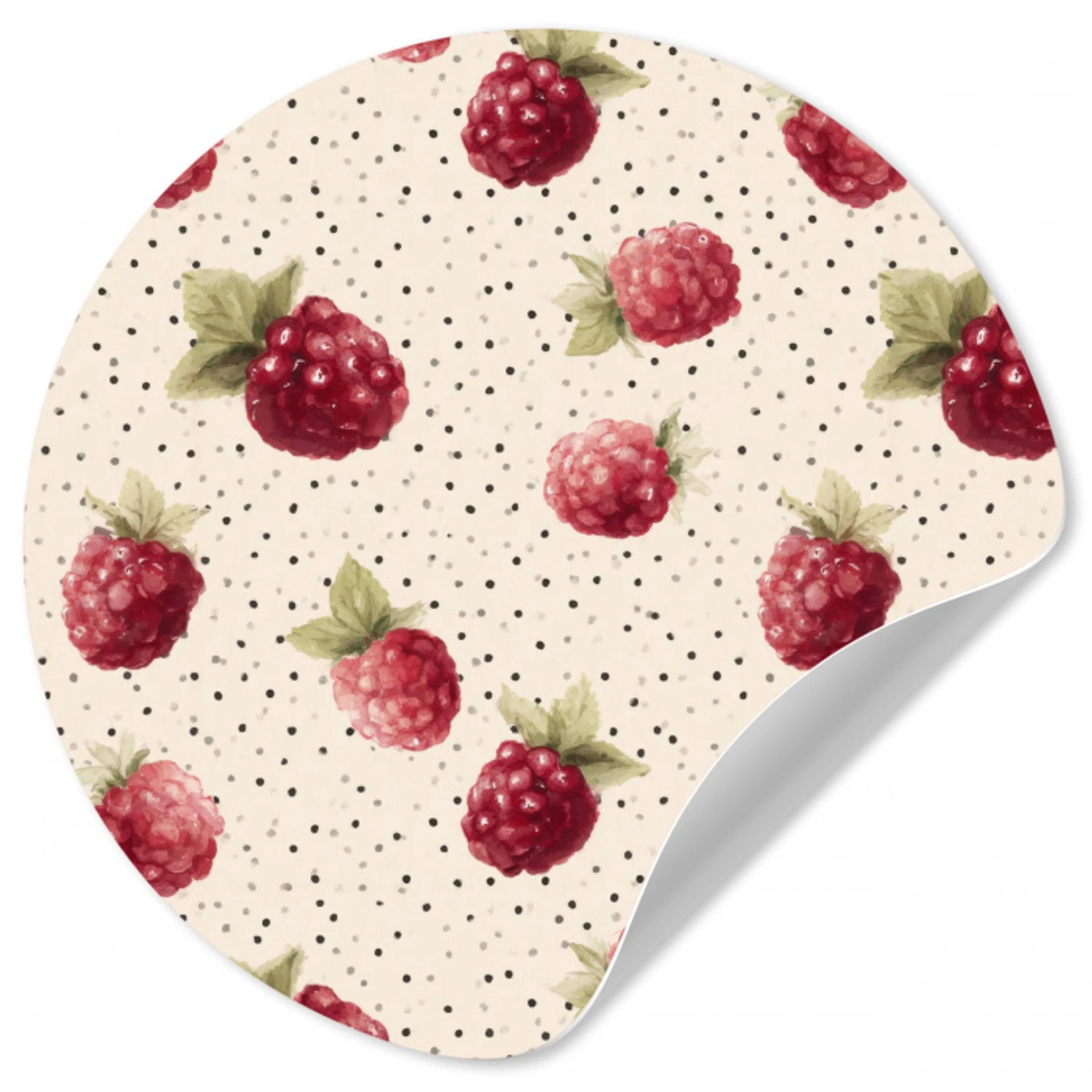 Framboos - Stippen - Rood Wandcirkel behangsticker klein 186 -3d