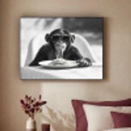 Aap - Spaghetti - Zonnebril - Zwart wit - Cool - Dier Textielframe zwart klein -sfeer1