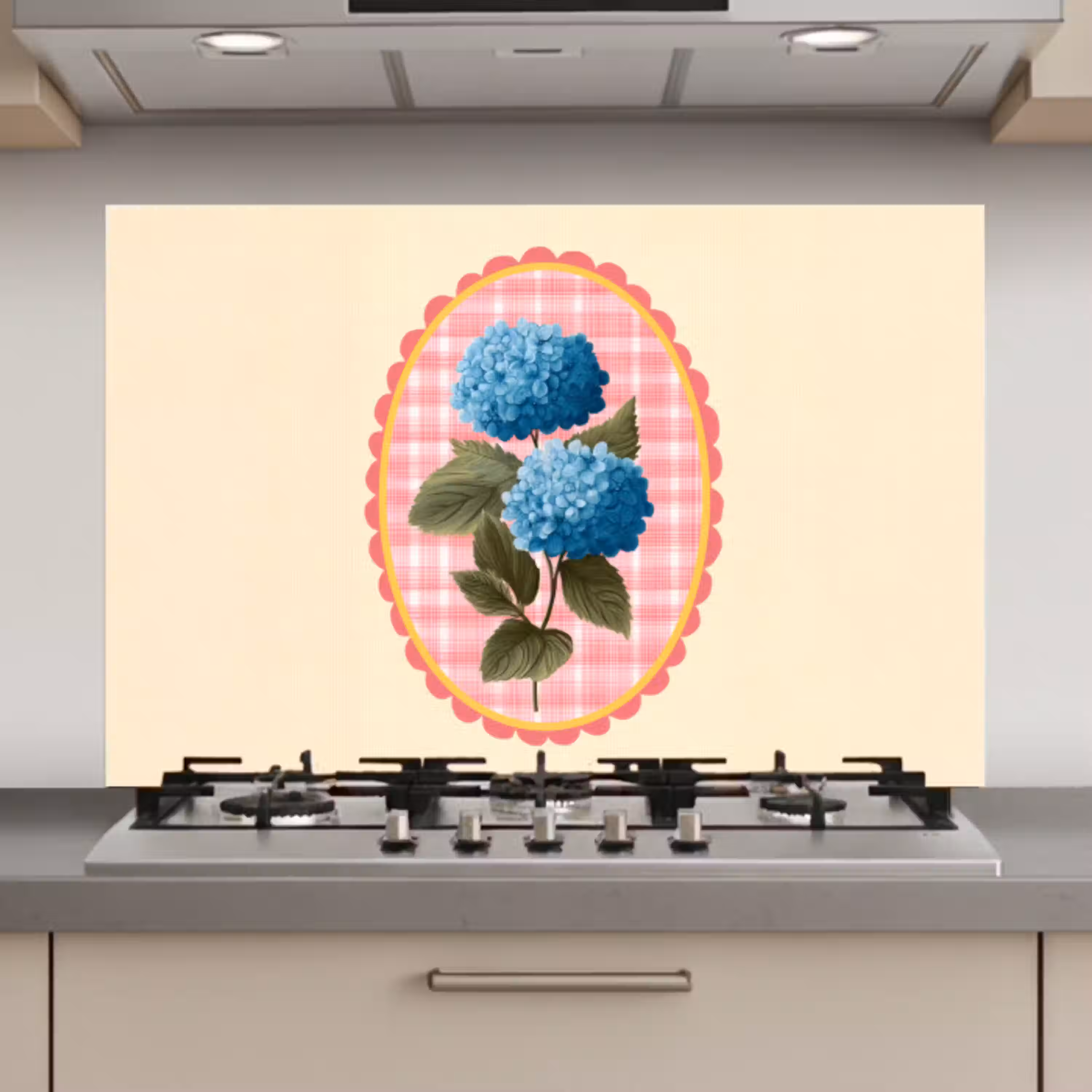 Bloemen - Blauw - Lijst - Bladeren keuken achterwand spatscherm klein -3d_website