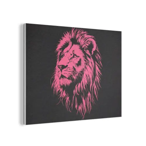 Leeuw - Zwart - Roze - Neon PET vilt klein -3d