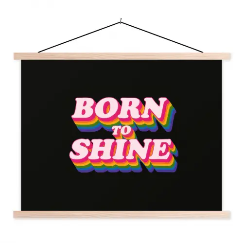 Quote - Regenboog - Roze - Zwart textielposter latten blank klein -3d