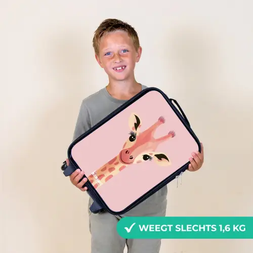 Giraffe - Wimpers - Minimalistisch - Roze Kinderkoffer - Zwart klein -sfeer4_NL