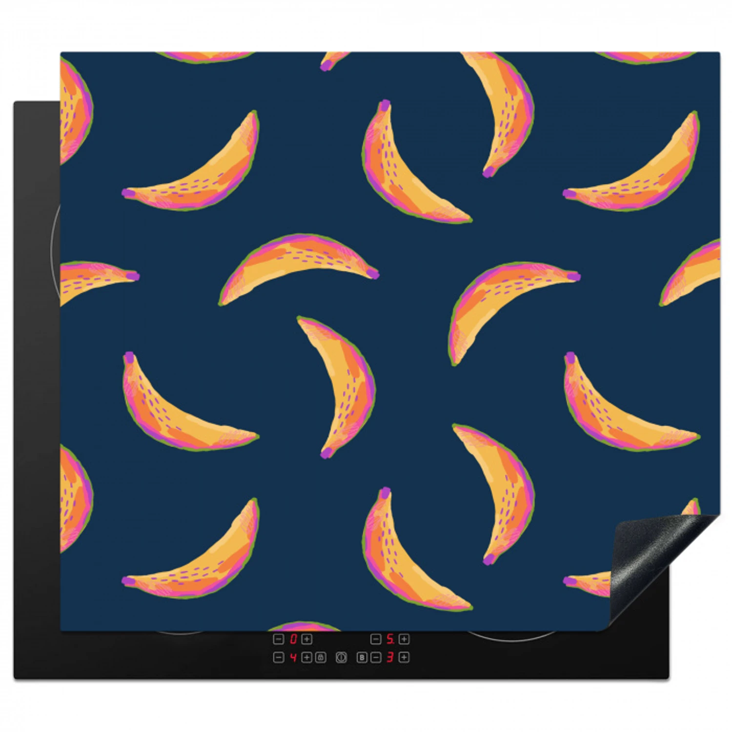 Banaan - Tropisch - Blauw - Patroon Inductie beschermer vinyl 3mm middel 274 -3d