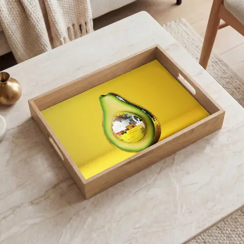 Avocado - Discobal - Geel - Glitter Dienblad Rechthoek middel -sfeer1