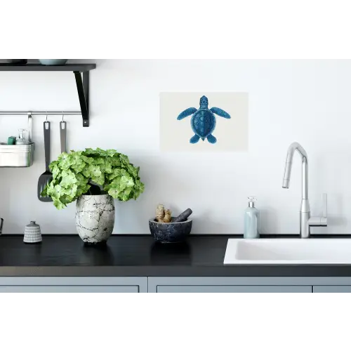 Schildpad - Blauw - Schild Muursticker klein -keuken