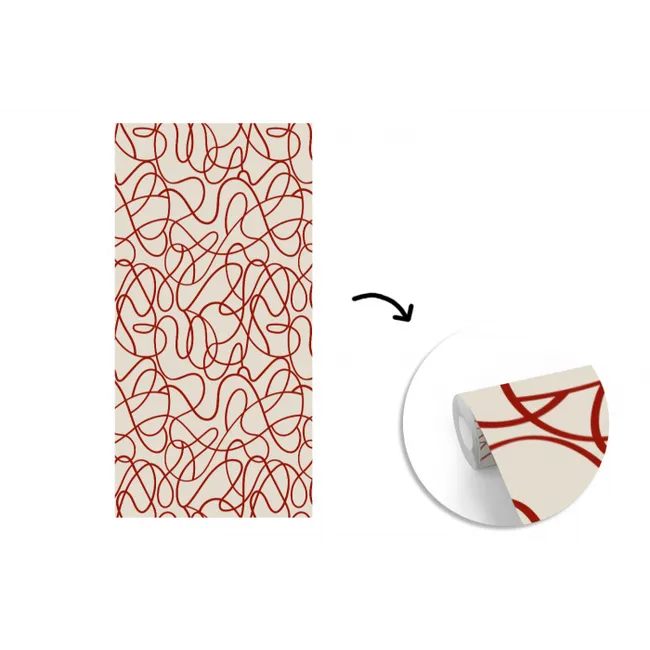 Lijnen - Abstract - Rood - Beige fotobehang vinyl groot 64 -3d