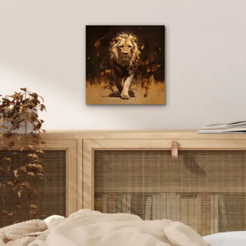 Leeuw - Geschilderd - Abstract - Goud aluminium wit klein -sfeer3