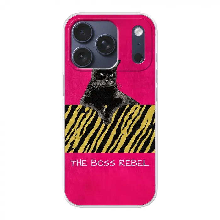 Kat - Baas - Roze - Tijgerprint Telefoonhoesje iPhone 17 Pro klein -3d