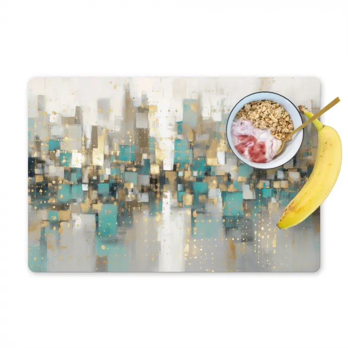 Abstract - Blokken - Goud - Skyline Placemat vinyl groot -zzzproduct_Kitchenyeah-website
