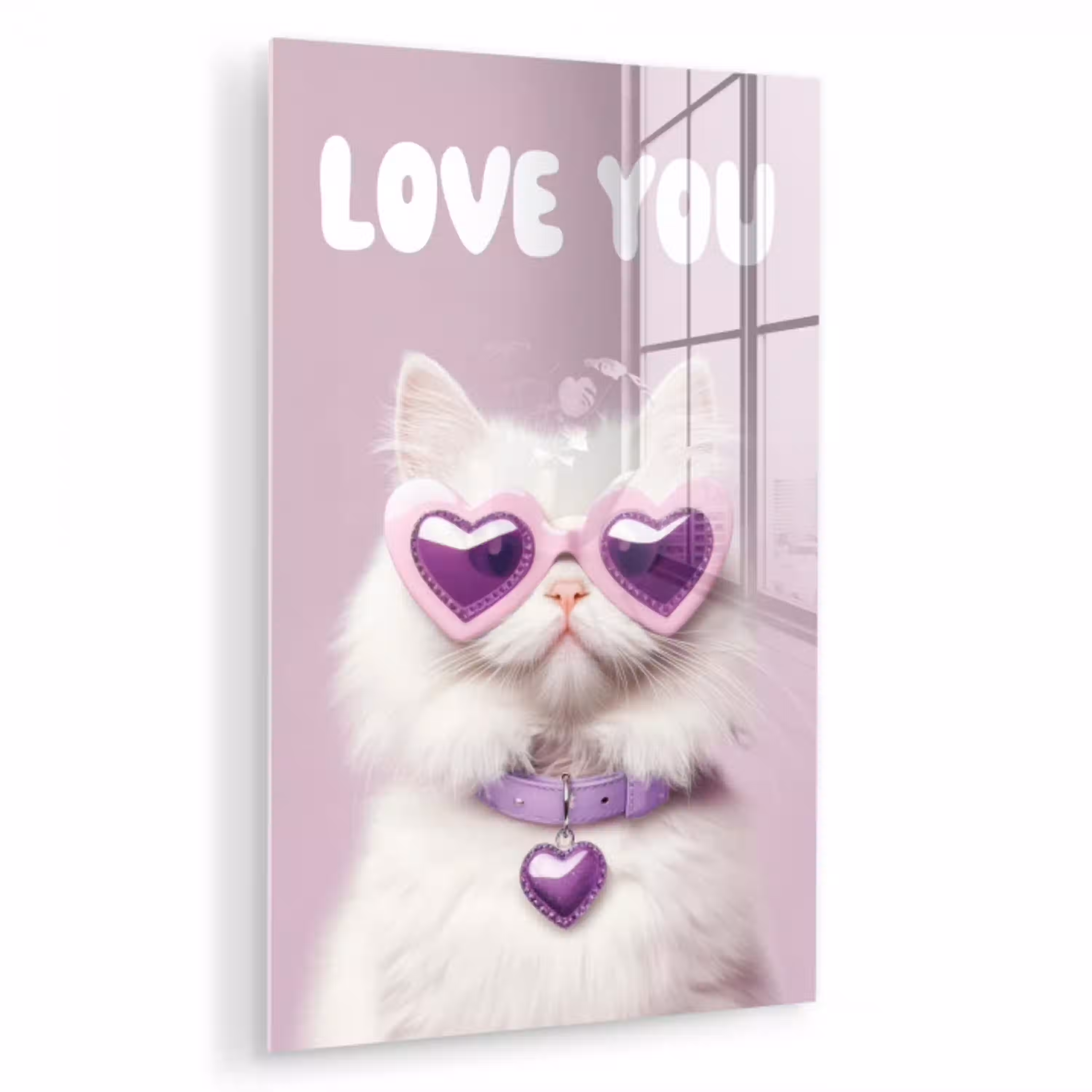 Kat - Love - Paars - Valentijn plexiglas 5mm klein -zzzproduct_nieuw