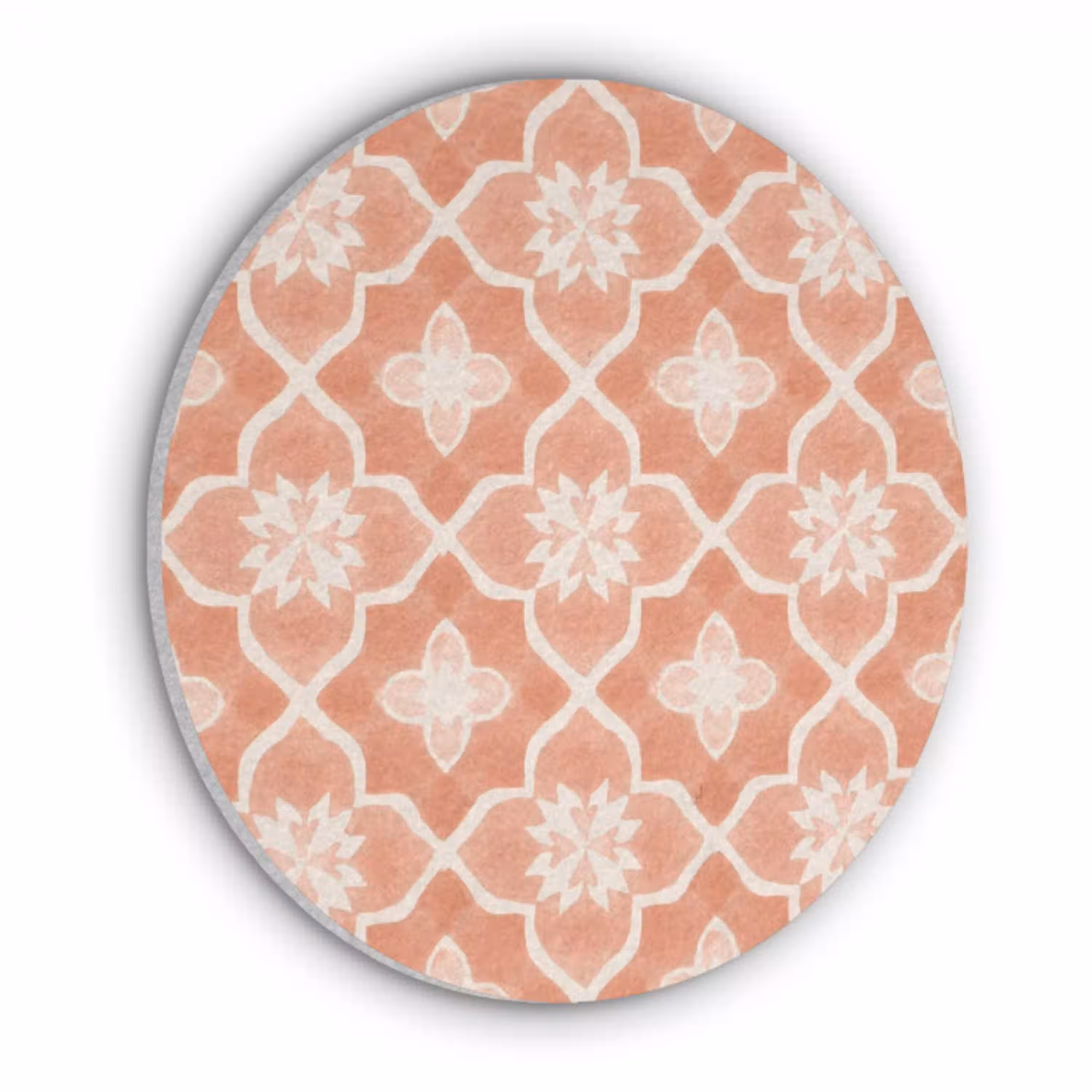 Tegelpatroon - Arabesk - Vintage - Terracotta Akoestische PET Vilt - Rond klein 838 -3d