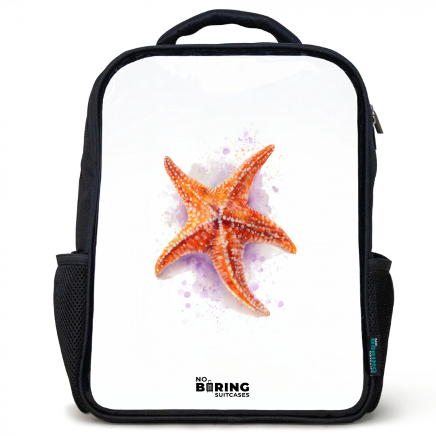 Oranje Zeester Illustratie Rugzak - Zwart middel -3d