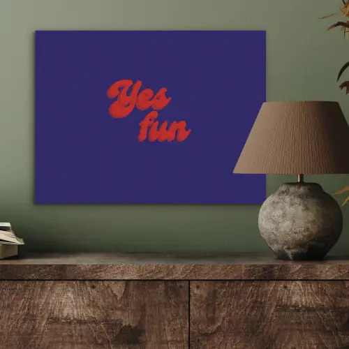 Blauw - Rood - Yes fun - 3D PET vilt klein -sfeer2