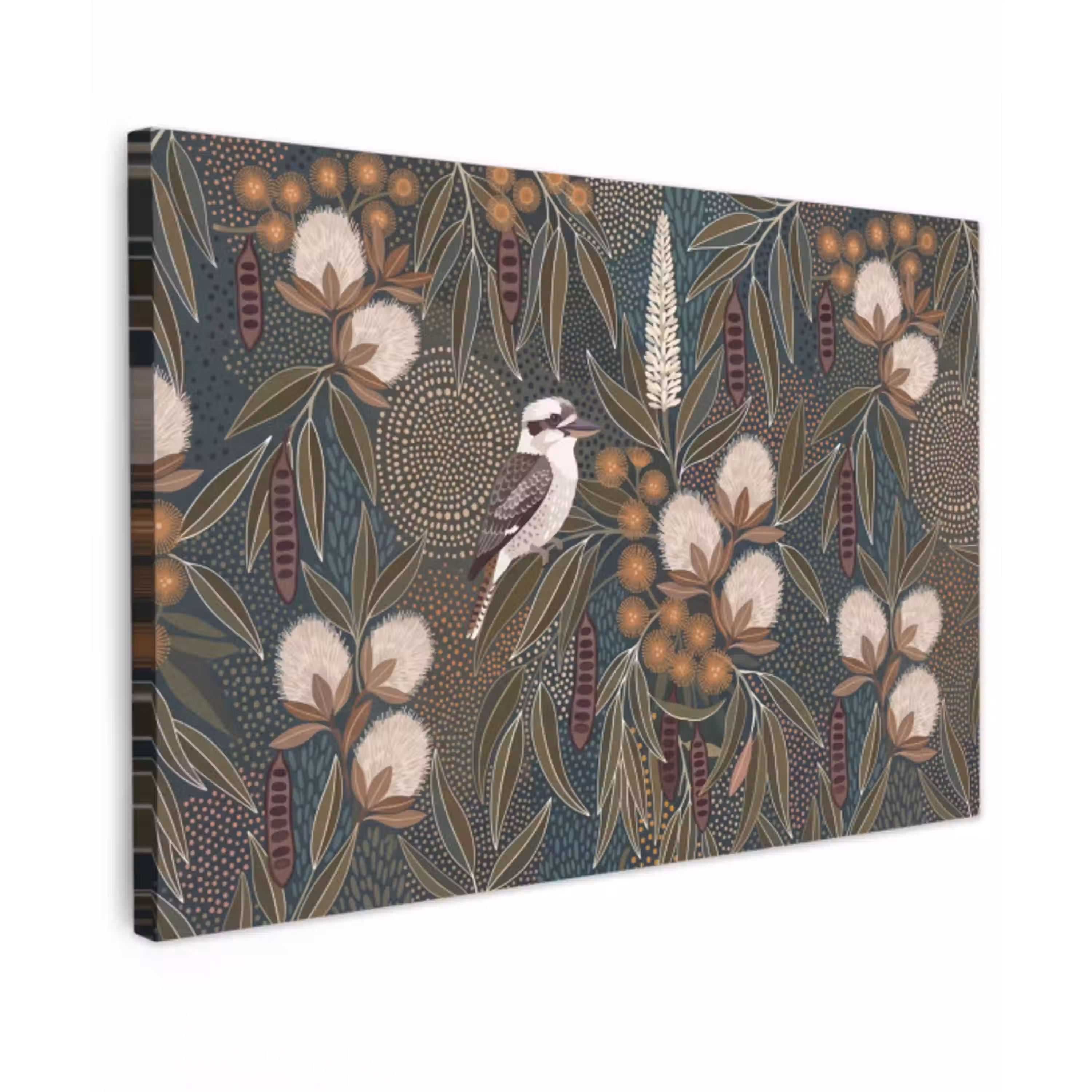 Vogel - Bladeren - Natuur - Illustratie - Groen canvas 2cm klein -z3d