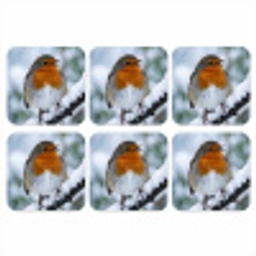 Roodborstje - Tak - Sneeuw - Winter - Levendig onderzetter kurk middel -3d