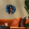 Vrouw - Blauw - Bloemen - Vlinders - Natuur Wandcirkel Organisch Forex 3mm klein -sfeer3