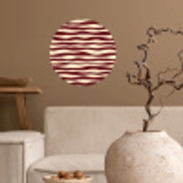 Golven - Rood - Patroon - Crème Wandcirkel behangsticker klein 186 -sfeer1