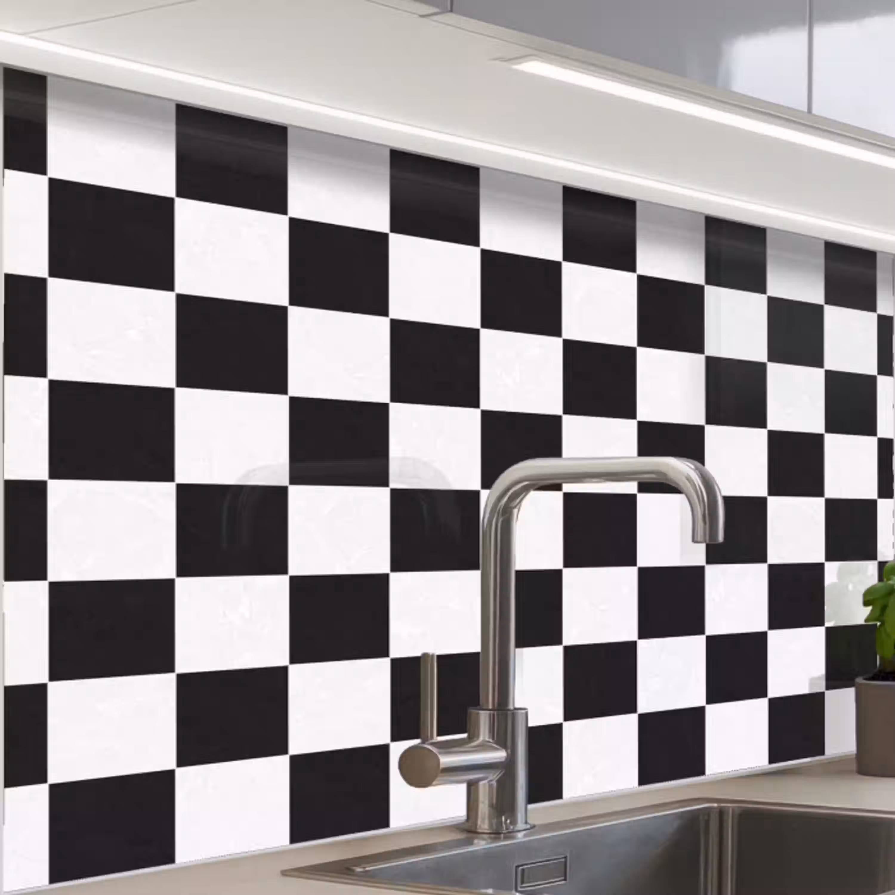 Klassiek - Patroon - Zwart - Wit keuken achterwand 2 middel 865 -zzzz3d_schuin