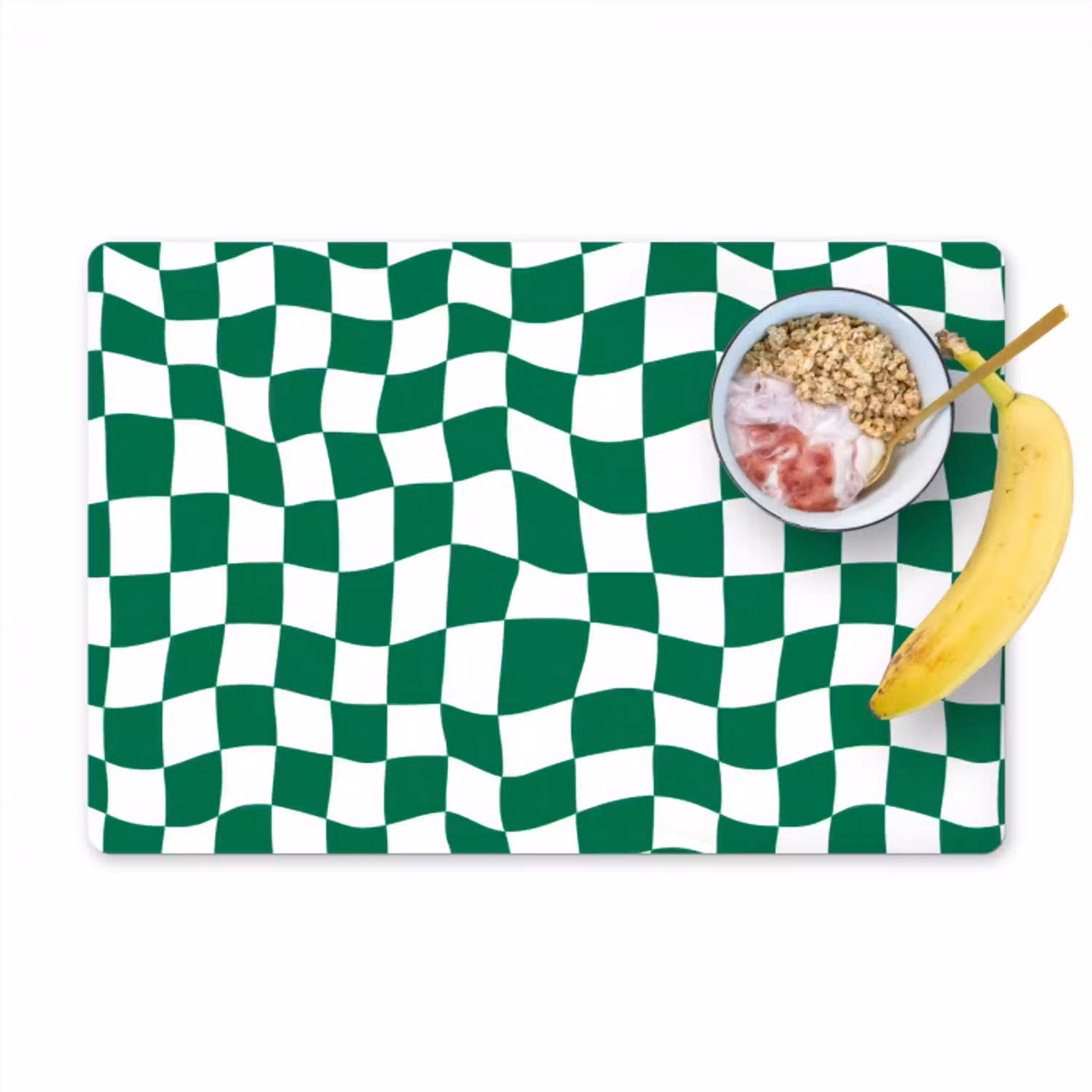 Schaakbord - Golvend - Groen Placemat vinyl groot 368 -zzzproduct_Kitchenyeah-website