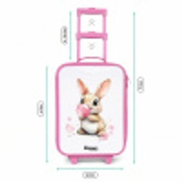 Bruin konijntje met roze bellen Kinderkoffer - Roze klein -productfoto_formaten