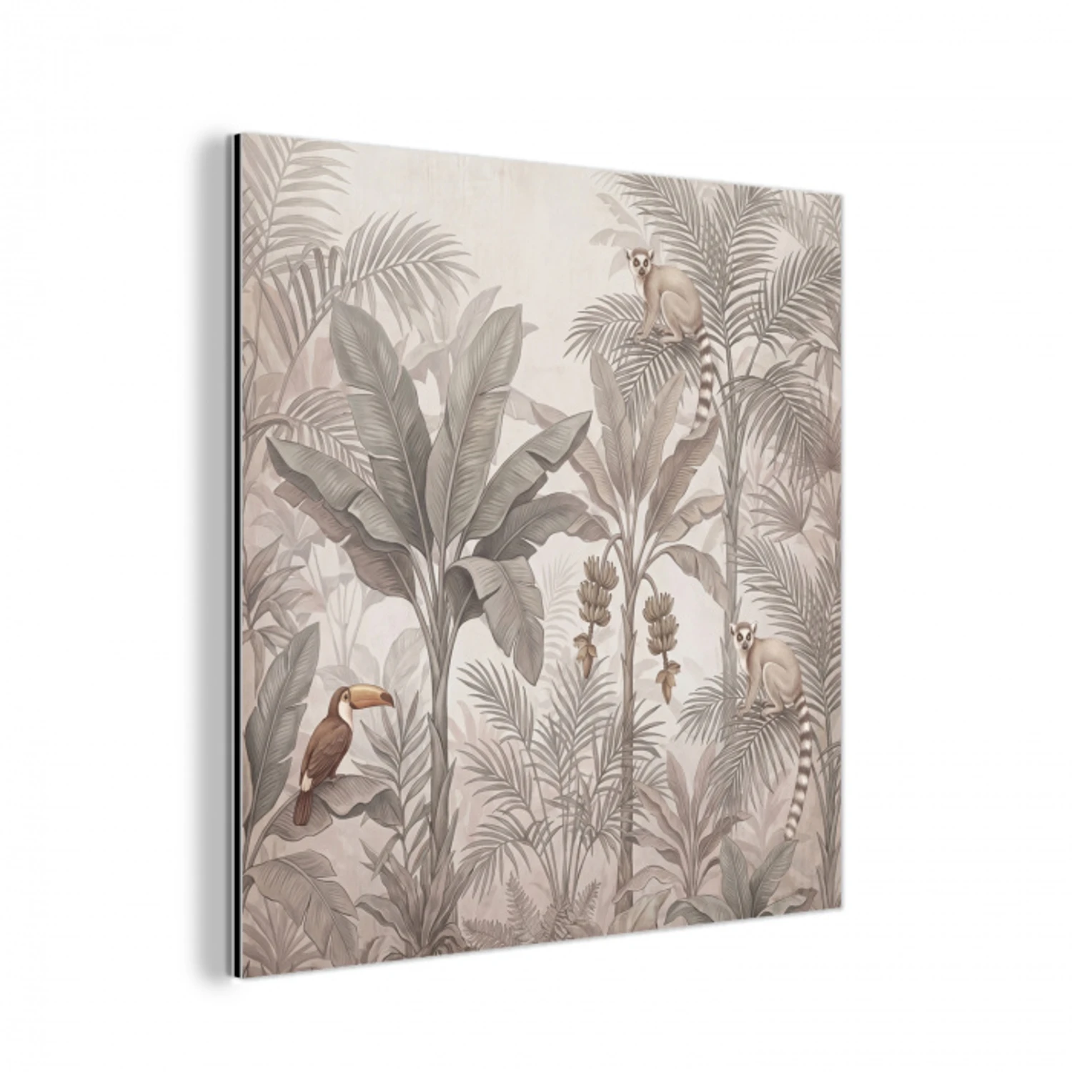 Natuur - Jungle - Ringstaartmaki - Bruin aluminium wit klein -3d