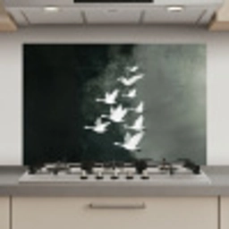 Vogel - Japandi - Groen keuken achterwand spatscherm klein -3d_website
