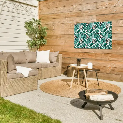 Panterprint - Bladeren - Jungle Tuinposter op houten frame 2 cm dik klein -sfeer2