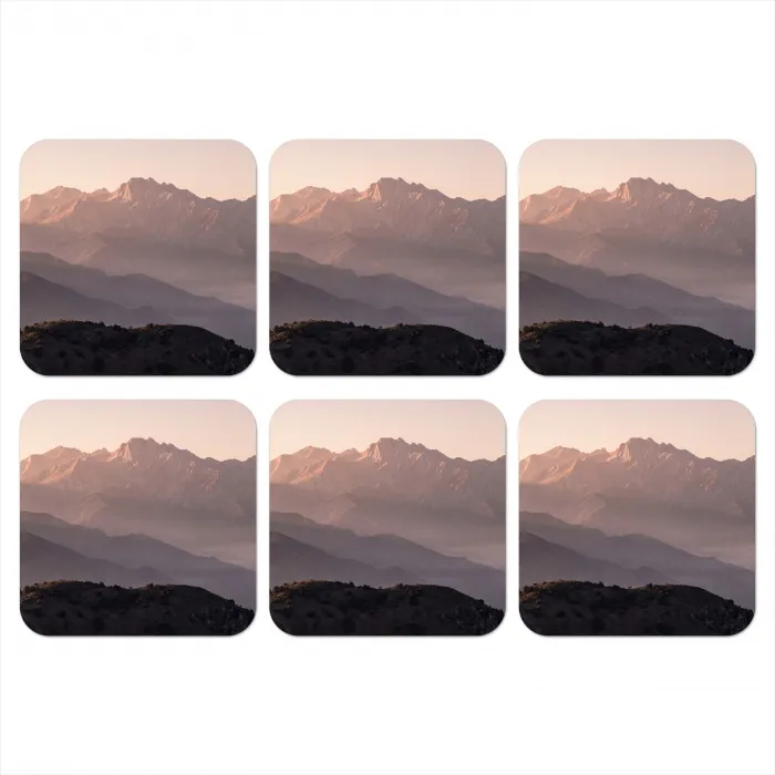 Panorama - Landschap - Bergen onderzetter kurk middel -3d