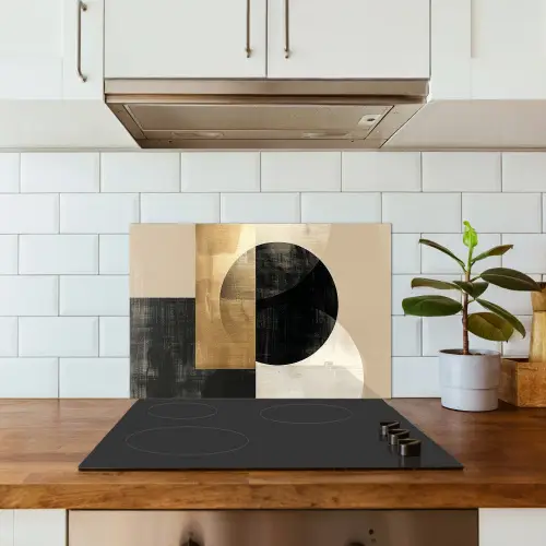 Abstract - Goud - Zwart - Kunst keuken achterwand spatscherm klein -sfeer2