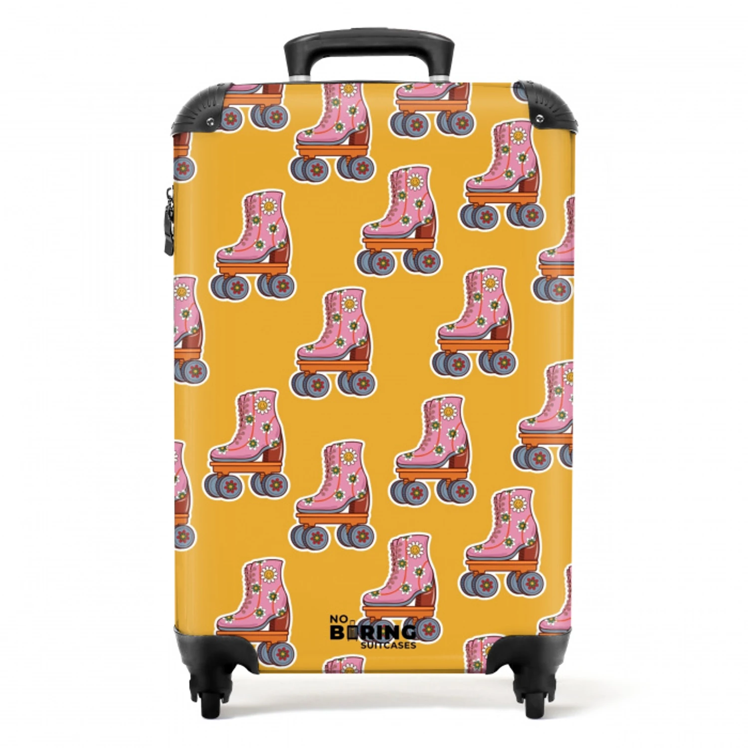 Retro disco rolschaatsen patroon kleurrijk NBS - Handbagage koffer - Volwassenen Unisex middel -productfoto_recht