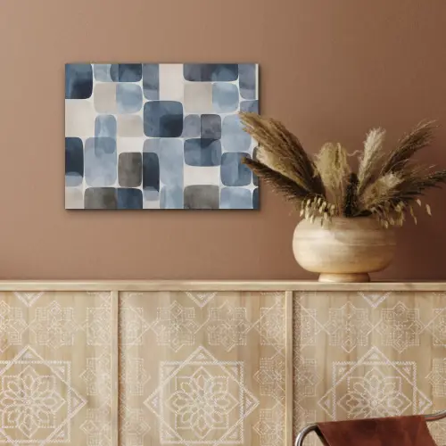 Patroon - Blauw - Vierkanten PET vilt klein -sfeer4