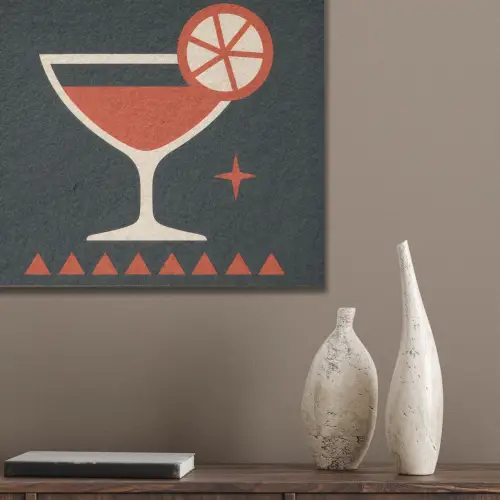 Cocktail - Zwart - Illustratie PET vilt klein -sfeer6_closeup