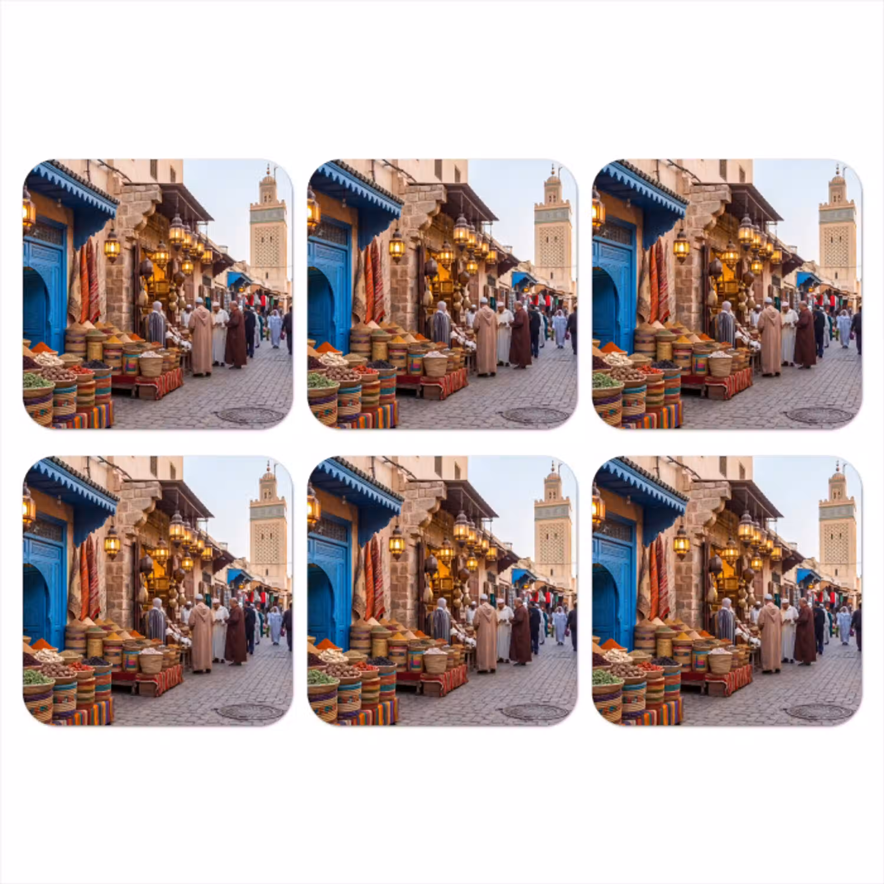 Markt - Oosters - Kleurrijk onderzetter kurk middel -3d