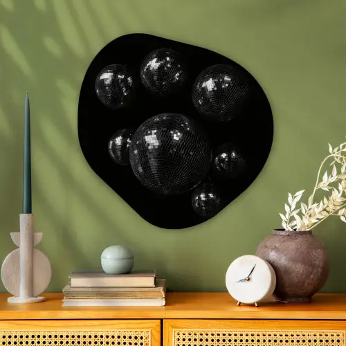 Discoballen - Minimalistisch - Zwart Wandcirkel Organisch Plexiglas middel -sfeer2