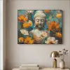 Buddha - Bloemen - Kleurrijk - Modern Textielframe zwart klein -sfeer2