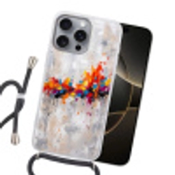 Abstract - Schilderij - Kleurrijk - Dynamisch Hoesje iPhone 16 Pro Max met koord klein -sfeer1