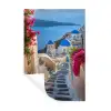 Santorini - Bloemen - Griekenland Muursticker klein -3d