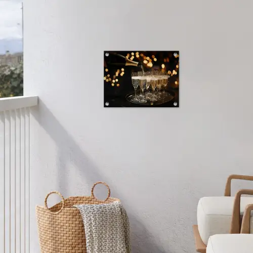 Lichtjes - Champagne - Dienblad - Glazen tuinposter los doek klein -sfeer8