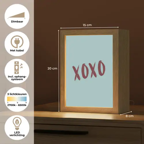 XOXO - Blauw - Rood Light Box met kabel (Tafellamp) klein -USP_NL