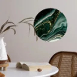 Marmerlook - Goud - Groen - Glitter - Design - Marmer Wandcirkel behangsticker klein -sfeer3