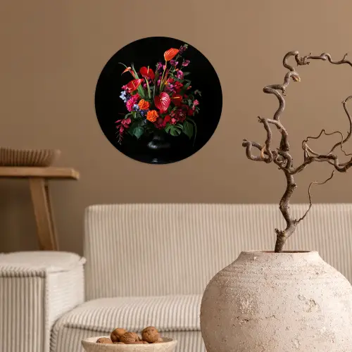 Bloemen - Boeket - Sierlijk Wandcirkel behangsticker klein -sfeer1