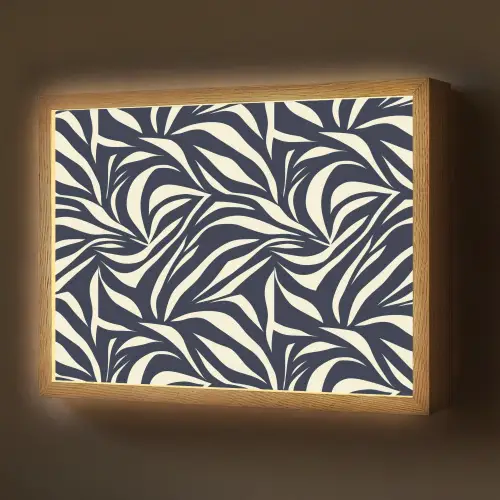 Bladvormen - Blauw - Patroon - Wit Light Box met batterij (Wandlamp) middel 907 -z3d_website