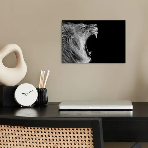 Dieren - Leeuw - Zwart - Wit - Portret poster papier klein -sfeer1