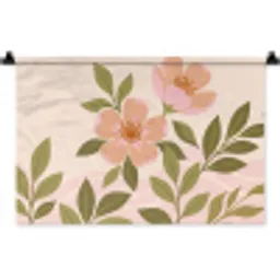 Grafisch - Bloemen - Roze Wandkleed katoen klein -zz3d