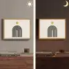 Minimalistisch - Zwarte boog - Gouden cirkel Light Box met batterij (Wandlamp) middel -sfeer3