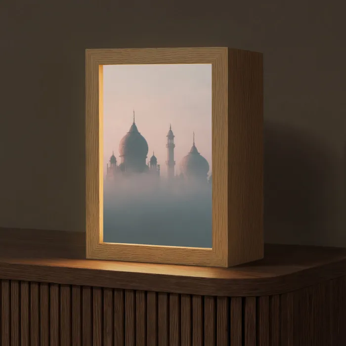 Moskee - Minaretten - mist - Islamitisch Light Box met kabel (Tafellamp) klein -z3d_website