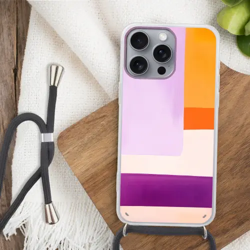 Vlakken - Abstract - Rechthoekig - Oranje Hoesje iPhone 16 Pro Max met koord klein -sfeer4